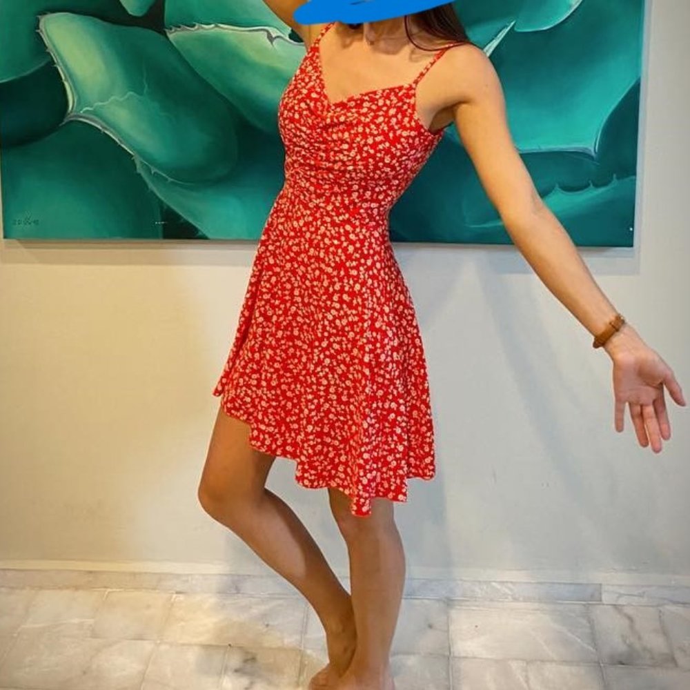 Mini red floral dress